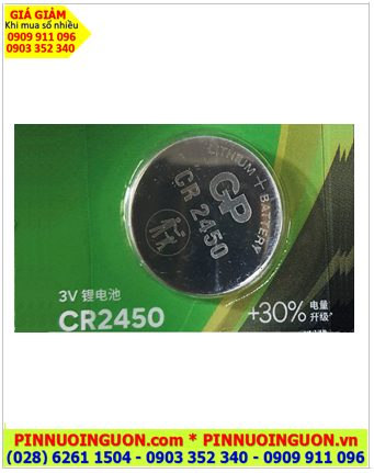 GP CR2450-2IL5, Pin 3V lithium GP CR2450-2IL5 (600mAh, 24.5mmx5.0mm) Nội địa Trung